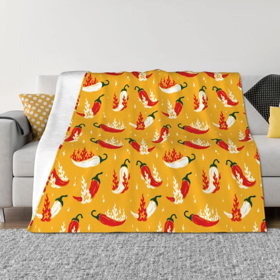Vsdgher Hot Chilli Pattern Fleece Throw Blanket, Horizontal Fleece Bedding Home Decor for Couch & Bed All Season Use -80"x60"