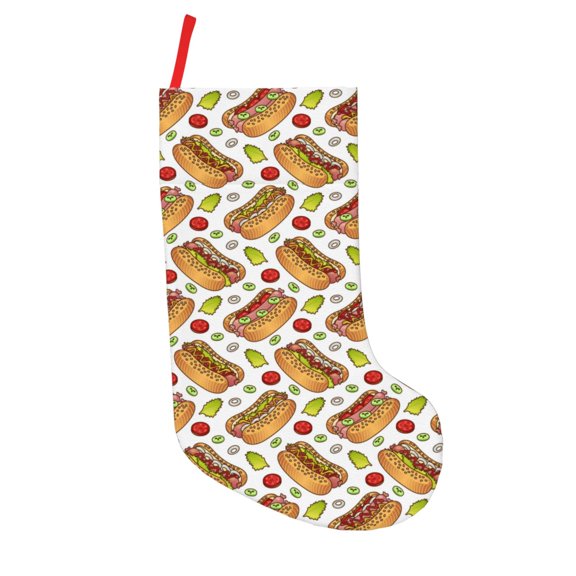 Vsdgher Hot Dog 7 Christmas Stockings 18 inch Large Kids Stocking Bags Hanging Socks for Christmas Decor Decorations