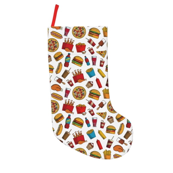 Vsdgher Hot Dog Pizza Christmas Stockings 18 inch Large Kids Stocking Bags Hanging Socks for Christmas Decor Decorations