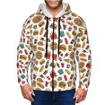 thumbnail image 1 of Vsdgher Hot Dog Pizza Mens Hoodies Zip Hoodie, Hoodies for Men, Zip-up Hooded Sweatshirt-Large, 1 of 5