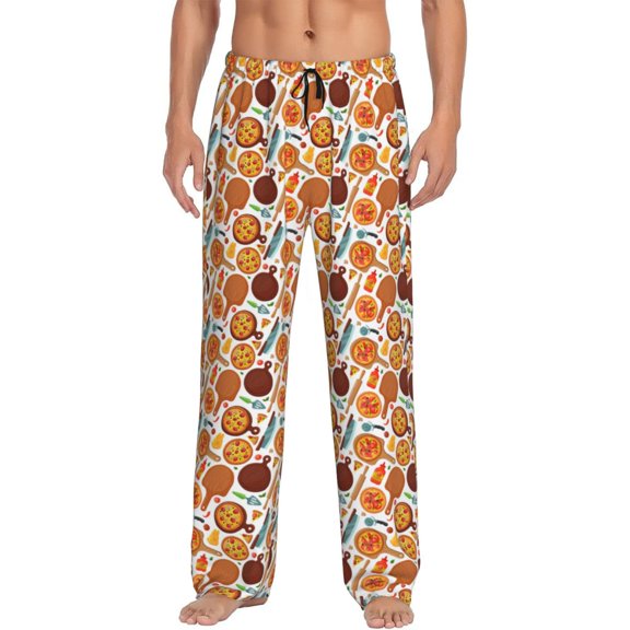 Vsdgher Hot Fresh Pizza Print Mens Pajama Pants Sleep & Lounge Pants, PJ Bottoms With elastic waistb and Pockets