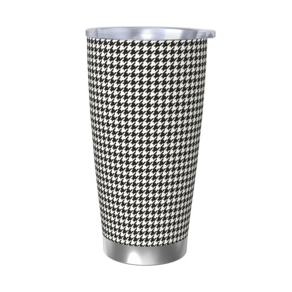 Vsdgher Houndstooth Black And White 20 Oz Stainless Steel Vacuum Insulated, Travel Mug Coffee Cup for Home, Office, Outdoor Works Great for Ice Drinks and Hot Beverage -Without Straw