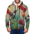 thumbnail image 1 of Vsdgher Hummingbird Floral Paradise Mens Hoodies Zip Hoodie, Hoodies for Men, Zip-up Hooded Sweatshirt-Large, 1 of 5