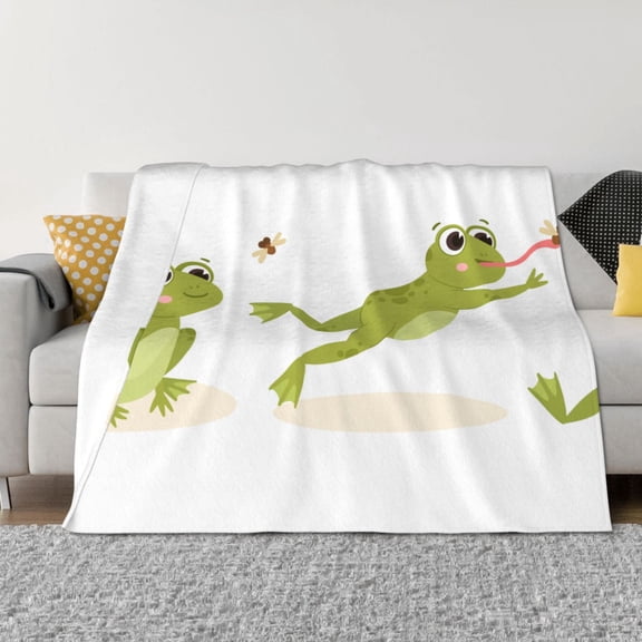 Vsdgher Hunting Frog Pattern Fleece Throw Blanket, Horizontal Fleece Bedding Home Decor for Couch & Bed All Season Use -50"x40"
