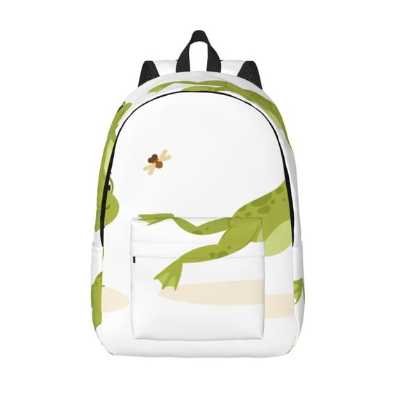 Vsdgher Hunting Frog Print Canvas Backpack Travel Rucksack Unisex Knapsack 15.7/17.7Inch Laptop Backpack for Work,College -Small