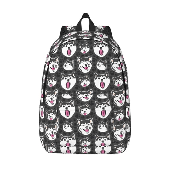Vsdgher Husky Print Canvas Backpack Travel Rucksack Unisex Knapsack 15.7/17.7Inch Laptop Backpack for Work,College -Medium