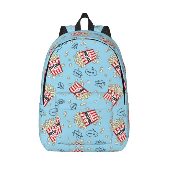 Vsdgher I Am A Fan Popcorn Print Canvas Backpack Travel Rucksack Unisex Knapsack 15.7/17.7Inch Laptop Backpack for Work,College -Medium