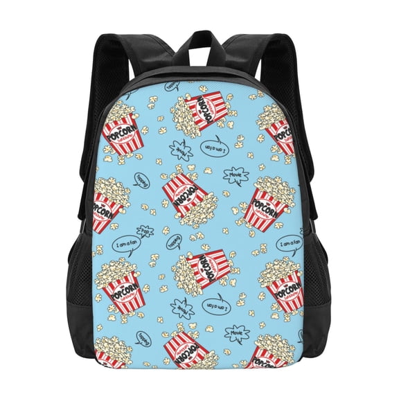 Vsdgher I Am A Fan Popcorn Print Backpack for Women Men School Bookbag with Laptop Compartment for College Work Travel, Simple Fashion Casual Daypack, Fit 15" Laptop