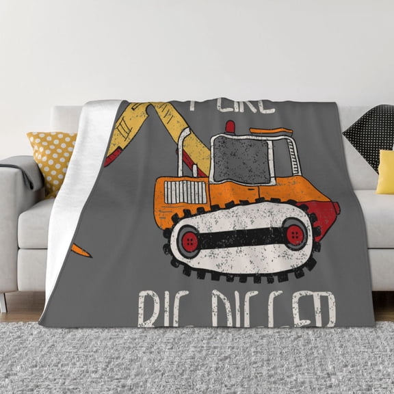 Vsdgher I Like Big Digger Pattern Fleece Throw Blanket, Horizontal Fleece Bedding Home Decor for Couch & Bed All Season Use -80"x60"
