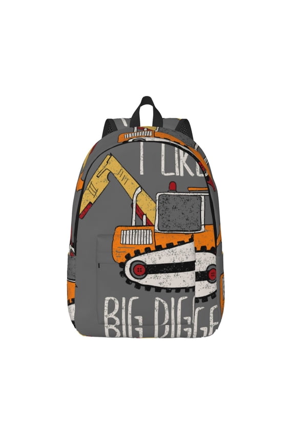 I Like Big Digger Print Canvas Backpack Travel Rucksack Unisex Knapsack 15.7/17.7Inch Laptop Backpack for Work,College -Medium
