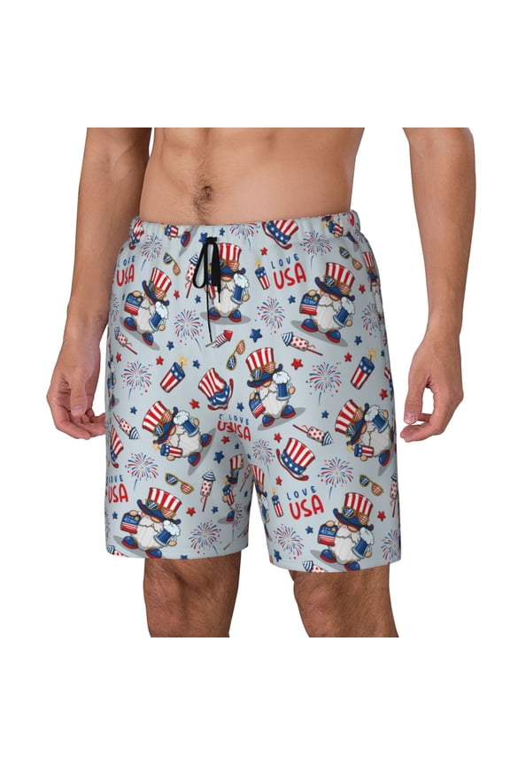 I Love USA for Mens Swim Trunks with Compression Liner Swim Shorts Swim Suits Board Shorts-Medium