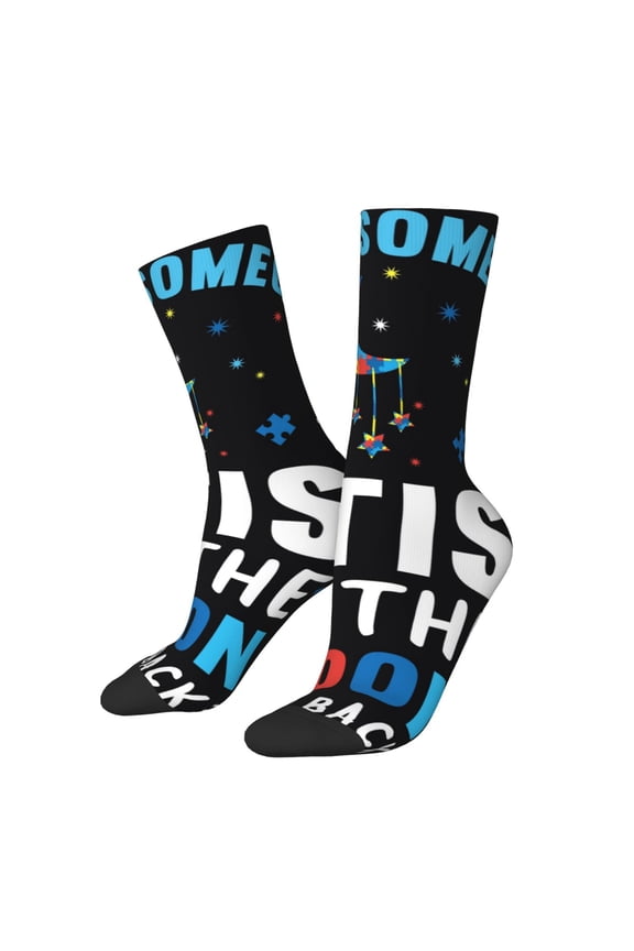 I Love With Autism To The Moon And Back Crew Socks for Men & Women, Breathable Casual Athletic Ankle Socks