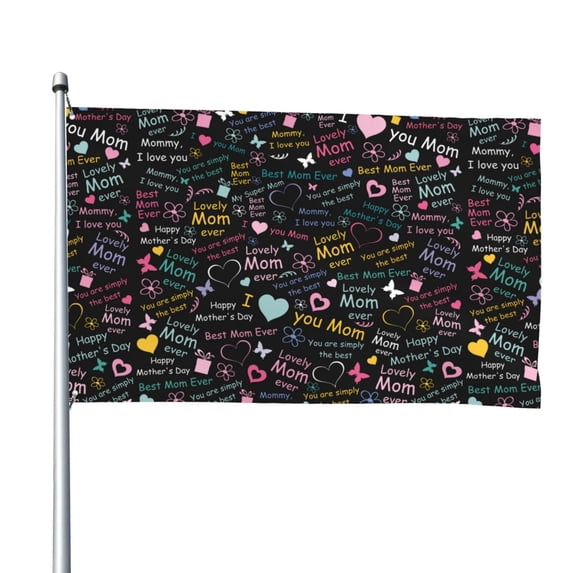 Vsdgher I love you Mom Print Outdoor Decorative Flag 4x6ft, Suitable for outdoor decoration, can be hung indoors, on outdoor lawns, balconies, parties