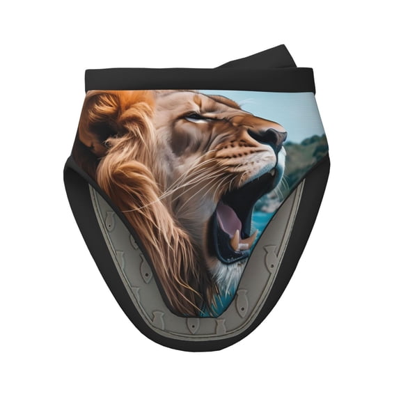 Vsdgher Ice Blue Coastal Lion Non-Slip Mini Oven Mitt Set, Short Oven Mitts for Baking Grilling Barbecue Microwave, 5.9"x5.9"in