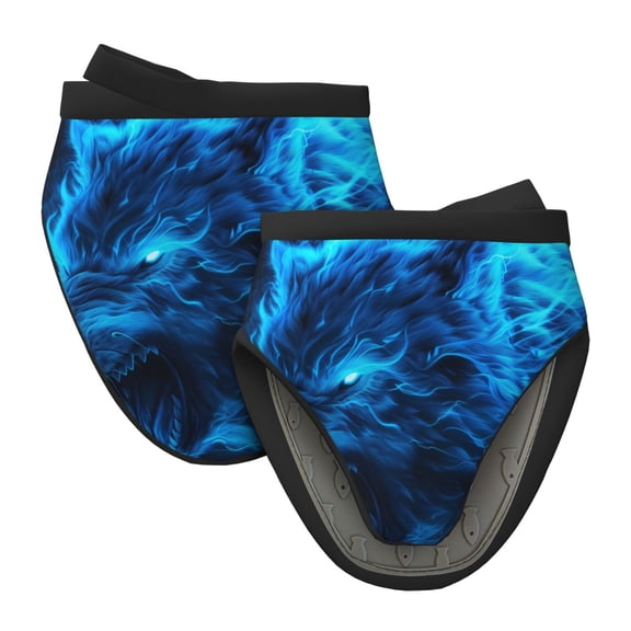 Vsdgher Ice Blue Fire Wolf Non-Slip Mini Oven Mitt Set, Short Oven Mitts for Baking Grilling Barbecue Microwave, 5.9"x5.9"in