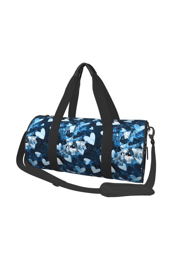Ice Blue Heart 45L Foldable Duffel Bag, Sports Gym Bag,Overnight Bag, Portable Weekender Bag for Airplanes
