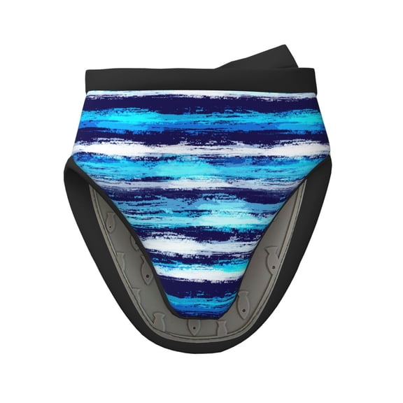 Vsdgher Ice Blue Stripes Non-Slip Mini Oven Mitt Set, Short Oven Mitts for Baking Grilling Barbecue Microwave, 5.9"x5.9"in