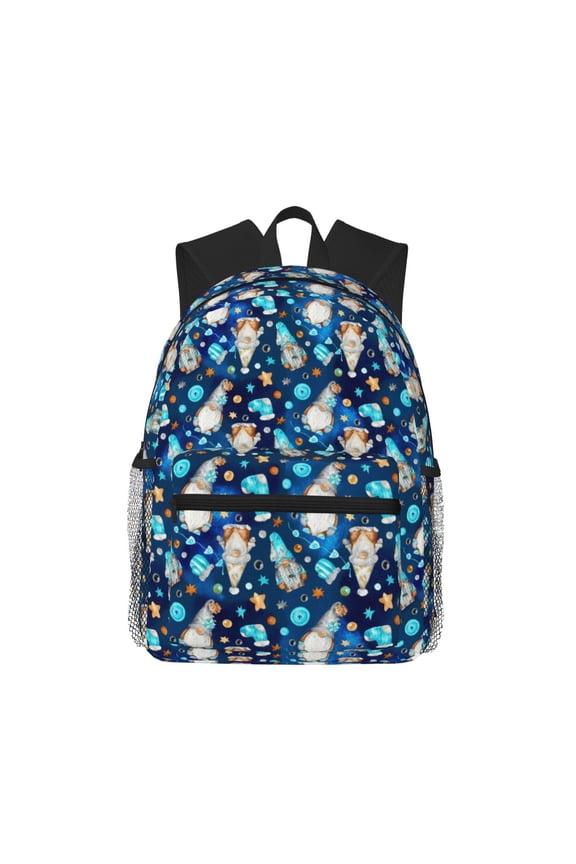 Ice blue old man cute winter Unisex Large Capacity Bookbag, Schoolbag, Casual Daypack for High School, College, Teens, Travel, Work