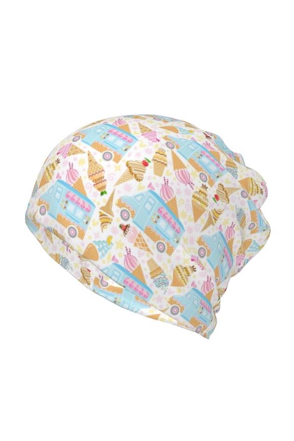 Icecream Truck Slouchy Beanie Hat for Men/Women, Skull Cap Chemo Cap Night Sleeping Cap