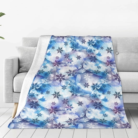 Vsdgher Icy Blue Snowflakes Ultra-Soft Micro flannel Blanket Throw Blankets for Couch Sofa, Bed (4 sizes)-40"x30"