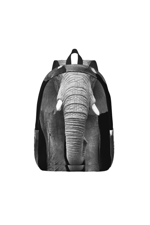 Indian Elephant Print Canvas Backpack Travel Rucksack Unisex Knapsack 15.7/17.7Inch Laptop Backpack for Work,College -Medium