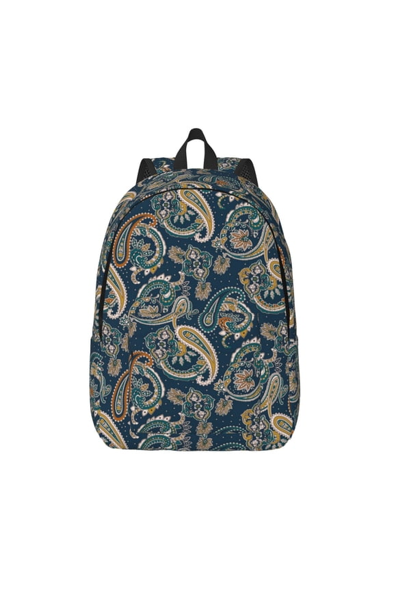 Indian Paisley 2 Print Canvas Backpack Travel Rucksack Unisex Knapsack 15.7/17.7Inch Laptop Backpack for Work,College -Medium