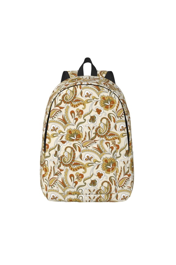 Indian Paisley Print Canvas Backpack Travel Rucksack Unisex Knapsack 15.7/17.7Inch Laptop Backpack for Work,College -Small