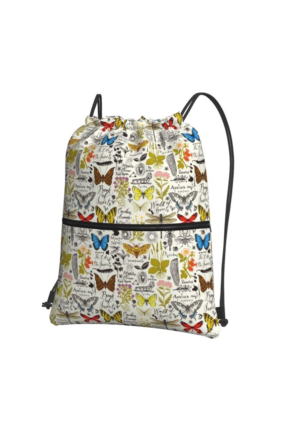 Insects And Medicinal Herbs Drawstring Backpack Water Resistant String Bag Sports Sackpack Gym Sack for Men Women