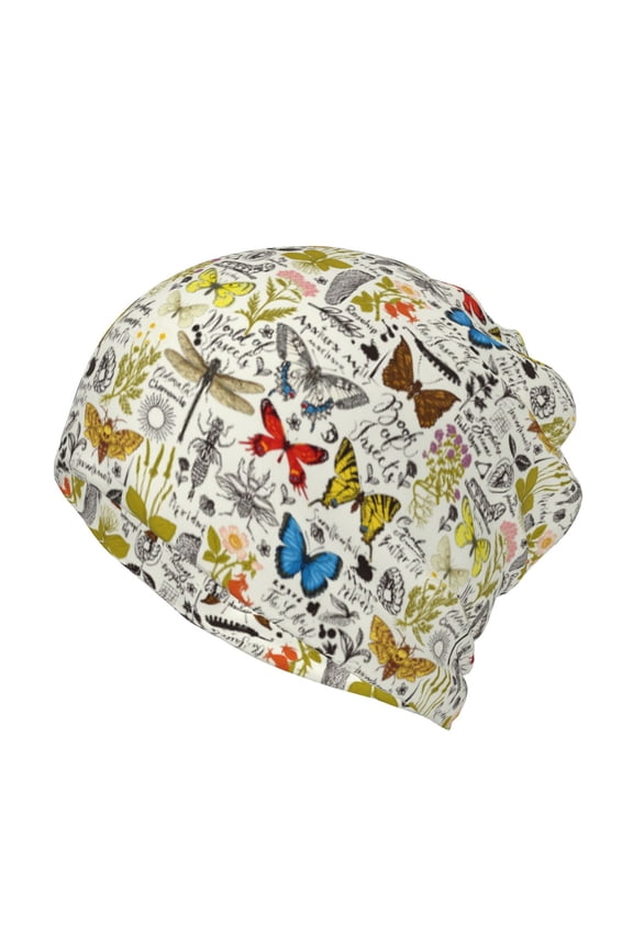 Insects And Medicinal Herbs Slouchy Beanie Hat for Men/Women, Skull Cap Chemo Cap Night Sleeping Cap