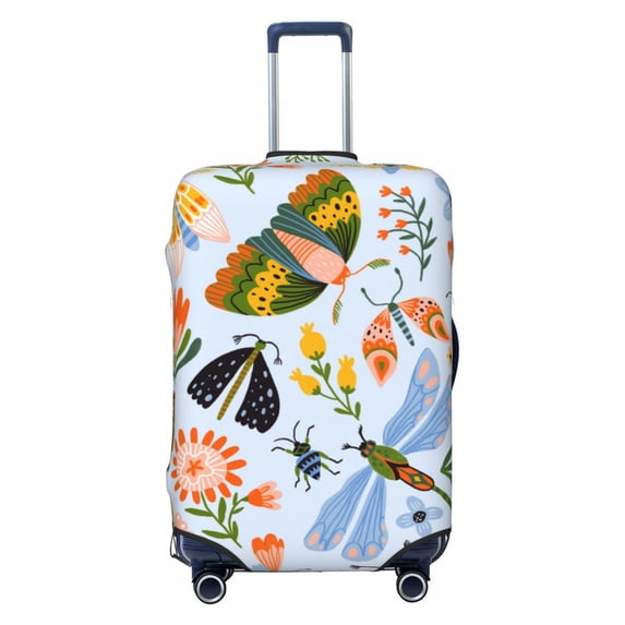 Vsdgher Insects and Flowers Print Luggage Cover Washable Suitcase Cover Protector Anti-scratch Suitcase cover Fits 18-32 Inch Luggage