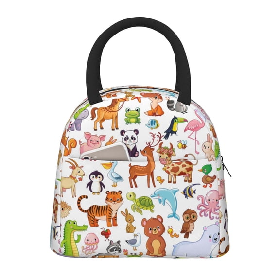 Vsdgher Insulated Lunch Bag Simple Bento Cooler Bag Lunch Tote Bag , Suitable for picnics, school, work (Animal Cartoon Style Print )