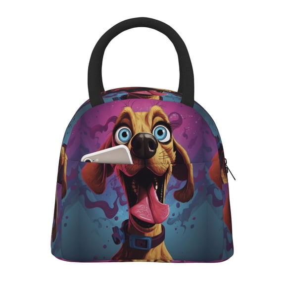 Vsdgher Insulated Lunch Bag Simple Bento Cooler Bag Lunch Tote Bag , Suitable for picnics, school, work (Cartoon Big-Eyed Dog Print )