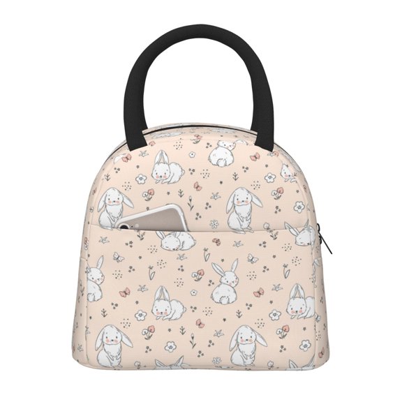 Vsdgher Insulated Lunch Bag Simple Bento Cooler Bag Lunch Tote Bag , Suitable for picnics, school, work (Cute Rabbit Print )