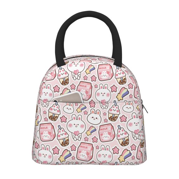 Vsdgher Insulated Lunch Bag Simple Bento Cooler Bag Lunch Tote Bag , Suitable for picnics, school, work (Cute Rabbit Print )
