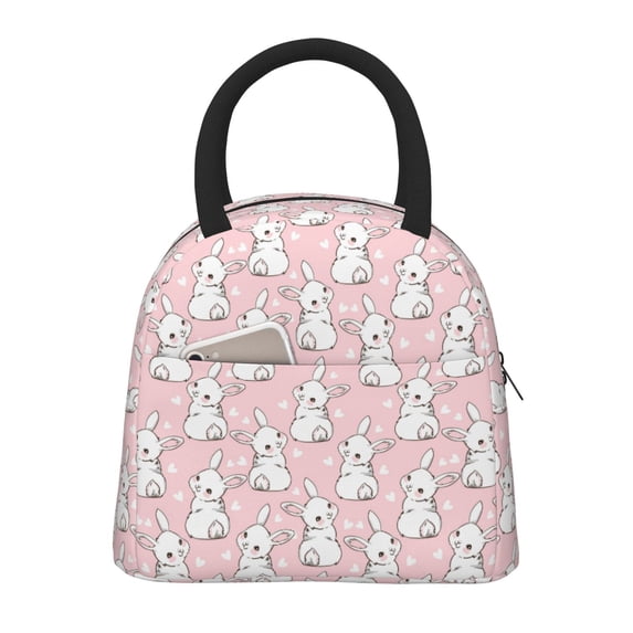 Vsdgher Insulated Lunch Bag Simple Bento Cooler Bag Lunch Tote Bag , Suitable for picnics, school, work (Cute Rabbit Print )