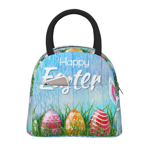 Vsdgher Insulated Lunch Bag Simple Bento Cooler Bag Lunch Tote Bag , Suitable for picnics, school, work (Happy Easter Print )
