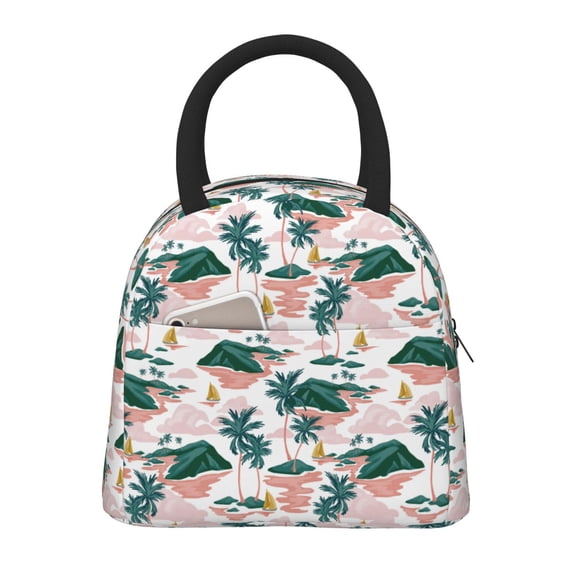 Vsdgher Insulated Lunch Bag Simple Bento Cooler Bag Lunch Tote Bag , Suitable for picnics, school, work (Hawaii Palms Print )
