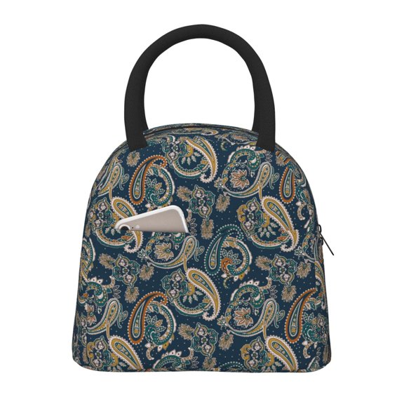 Vsdgher Insulated Lunch Bag Simple Bento Cooler Bag Lunch Tote Bag , Suitable for picnics, school, work (Indian Paisley 2 Print )
