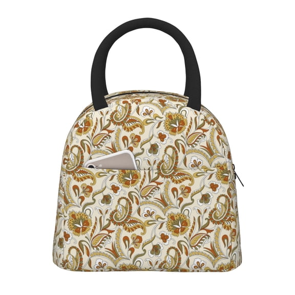 Vsdgher Insulated Lunch Bag Simple Bento Cooler Bag Lunch Tote Bag , Suitable for picnics, school, work (Indian Paisley Print )