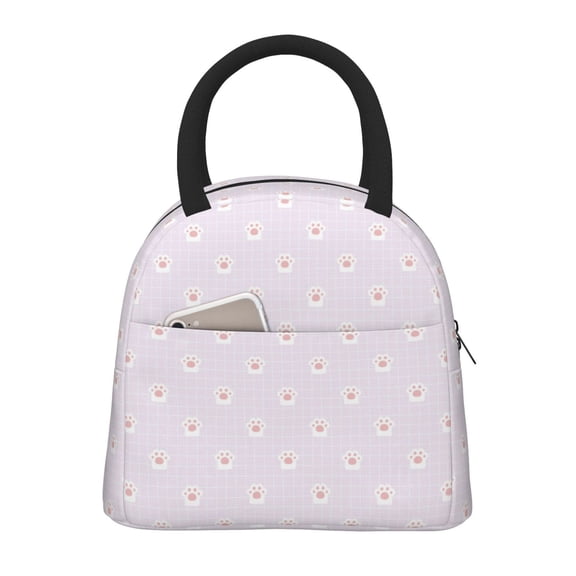 Vsdgher Insulated Lunch Bag Simple Bento Cooler Bag Lunch Tote Bag , Suitable for picnics, school, work (Kawaii Cat Paw Print )