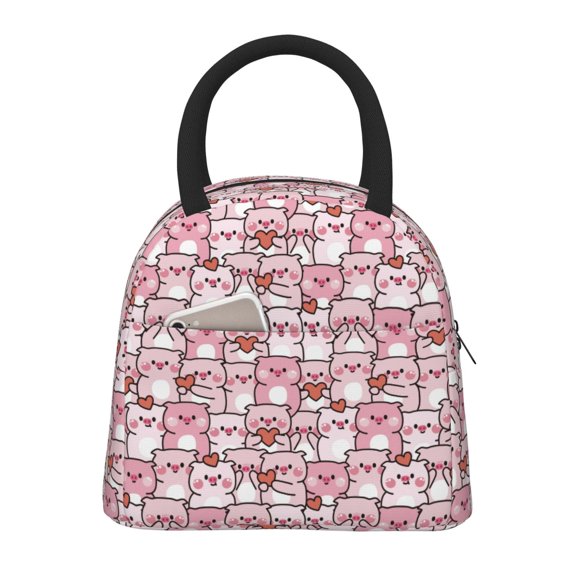 Vsdgher Insulated Lunch Bag Simple Bento Cooler Bag Lunch Tote Bag , Suitable for picnics, school, work (Kawaii Pig Print )