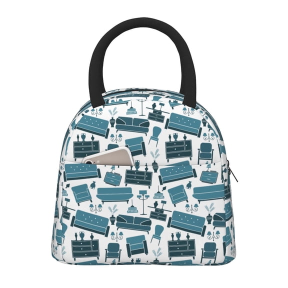 Vsdgher Insulated Lunch Bag Simple Bento Cooler Bag Lunch Tote Bag , Suitable for picnics, school, work (Modern Furniture Print )