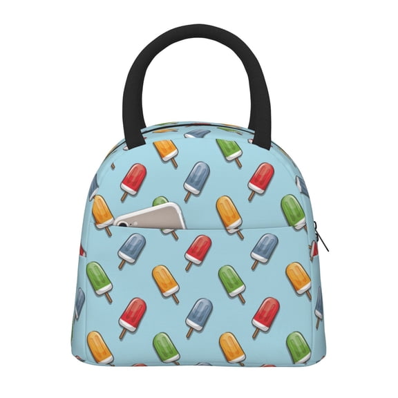 Vsdgher Insulated Lunch Bag Simple Bento Cooler Bag Lunch Tote Bag , Suitable for picnics, school, work (Modern Ice Cream Print )