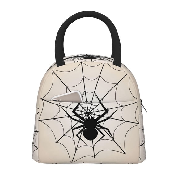 Vsdgher Insulated Lunch Bag Simple Bento Cooler Bag Lunch Tote Bag , Suitable for picnics, school, work (Spiders On The Web 1 Print )