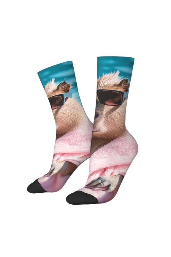 Island Vacation Guinea Pig Crew Socks for Men & Women, Breathable Casual Athletic Ankle Socks