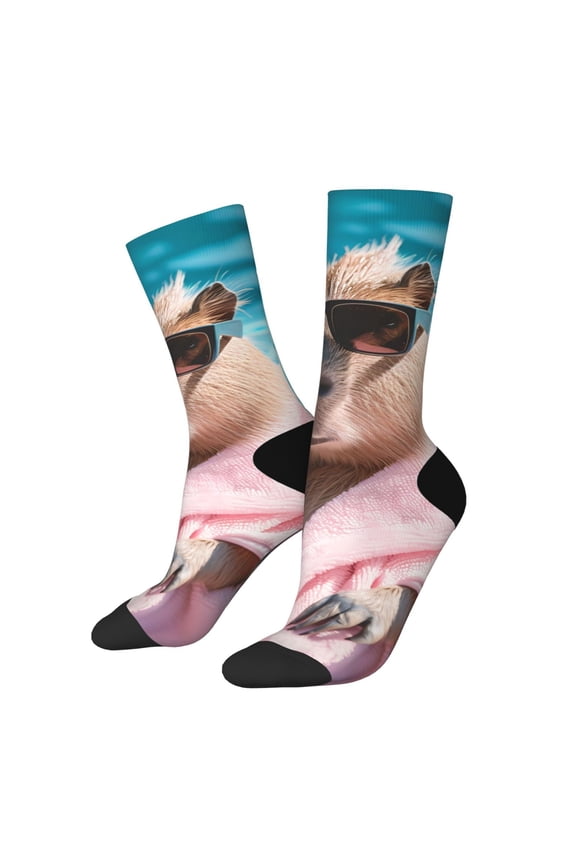 Island Vacation Guinea Pig Crew Socks for Men & Women, Breathable Casual Athletic Ankle Socks