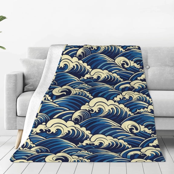 Vsdgher Japanese Water Wave Ultra-Soft Micro flannel Blanket Throw Blankets for Couch Sofa, Bed (4 sizes)-50"x40"