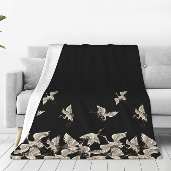 Vsdgher Japanese White Cranes Ultra-Soft Micro flannel Blanket Throw Blankets for Couch Sofa, Bed (4 sizes)-40"x30"