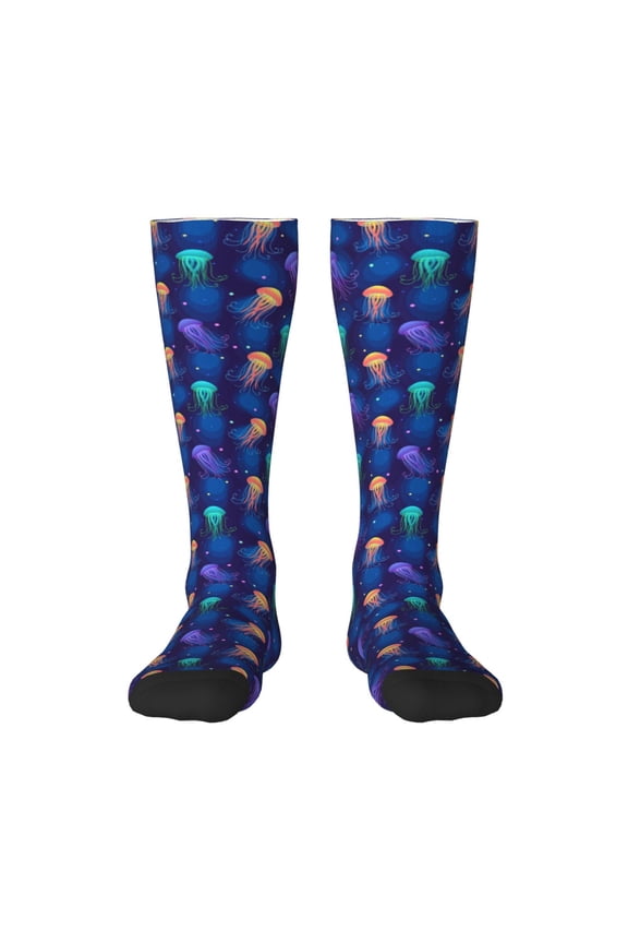 Jellyfish colorful Knee Socks, High Socks Long Stretchy Sock Women Knee High Stocking, Long Socks for Women