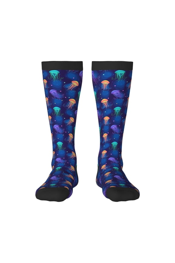 Jellyfish colorful Knee Socks, High Socks Long Stretchy Sock Women Knee High Stocking, Long Socks for Women